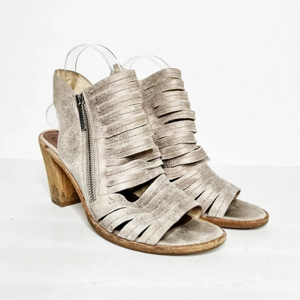 Donald Pliner Kasia Metallic Open Toe Cutout Heel Booties Size 8.5 Women’s